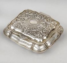 Handcrafted White Metal Ornate Storage Box Vintage Design
